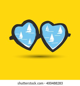 Sunglasses with ships. Vector illustration
