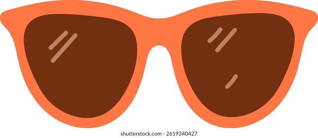 Sunglasses are shown in a simple flat style with bold outlines.  These shades offer sun protection and a trendy look. Cartoon vector illustration