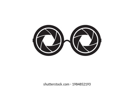 gafas de sol con el símbolo del logotipo de la cámara de obturador icono vector ilustración de diseño gráfico