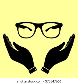 Sunglasses sign. Flat style icon vector illustration.