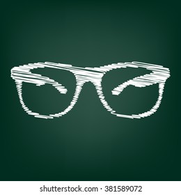 Sunglasses sign. Flat style icon with chalk effect