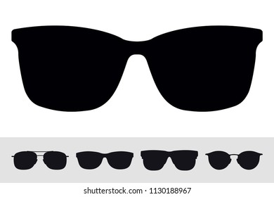 Sunglasses Sign Icon Symbol. Vector Isolated Silhouette on White Background. Vector Set. Graphic Design Element