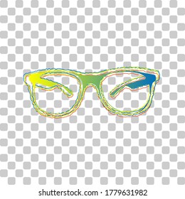 Sunglasses sign illustration. Blue to green gradient Icon with Four Roughen Contours on stylish transparent Background. Illustration.