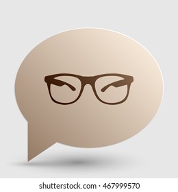 Sunglasses sign illustration. Brown gradient icon on bubble with shadow.