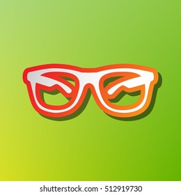 Sunglasses sign illustration. Contrast icon with reddish stroke on green backgound.