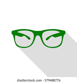 Sunglasses sign illustration. Green icon with flat style shadow path.