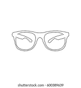 Sunglasses sign illustration. Vector. Black dotted icon on white background. Isolated.