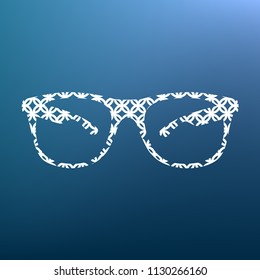 Sunglasses sign illustration. Vector. White textured icon at lapis lazuli gradient background.