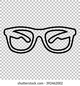 Sunglasses sign. Line icon on transparent background