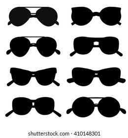 Sunglasses silhouette accessory collection style eye frame vector. Silhouette sunglasses accessory and silhouette sunglasses style eye frame. Silhouette sunglasses protection lens.