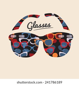 Sunglasses silhouette, isolated vector illustration on a white background. Design for stickers, logo, web and mobile app.