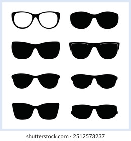 Sunglasses silhouette set, glasses vector illustration, protective eye wear icon  on a white background
