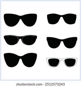 Sunglasses silhouette set, glasses vector illustration, protective eye wear icon  on a white background