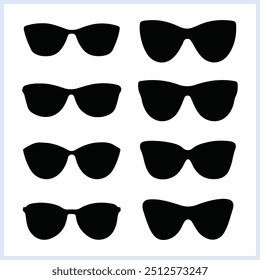 Sunglasses silhouette set, glasses vector illustration, protective eye wear icon  on a white background