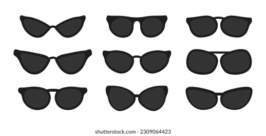 Sunglasses silhouette vector. Frame for sunglasses. Vision-correcting spectacle frame, optical lens frame for nearsightedness and farsightedness. Computer and fashion glasses for men and women.