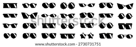 Sunglasses silhouettes collection in black. Various modern eyewear shapes with different frame styles