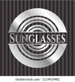  Sunglasses silvery emblem or badge