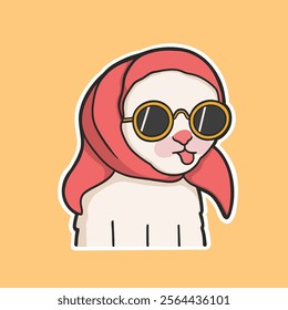 Sunglasses Slay Cat Meme Sticker Vector Cute Illustration