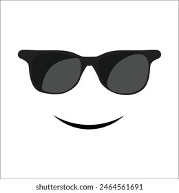Sunglasses with smile. Boss icon funny emoticon. Vector illustration isolated on white background.