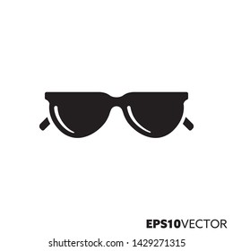 Sunglasses solid black icon. Glyph symbol of summer holidays and sun protection. Travel flat vector illustration.