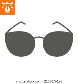 Icono sólido de gafas de sol, icono de estilo glifo para sitio web o aplicación móvil, óptica y visión , icono de vector de especificaciones, ilustración vectorial simple, gráficos vectoriales con trazos editables.