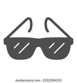 Icono sólido de las gafas de sol, concepto de los ojos de la visión. Gráficos de Vector. Signo de las gafas en el fondo blanco, icono del estilo del glifo para el móvil o el Diseño web