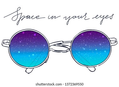 Sunglasses with space in it, vector