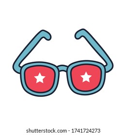 sunglasses with stars line and fill style vector illustration design
