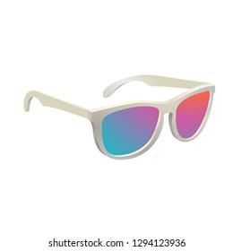Sunglasses summer accessory. Silver, metal glasses. Eco materials. Organic rainbow glass. Without plastic. Isolated glasses on a white background.1
