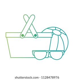 sunglasses summer with balloon beach and basket