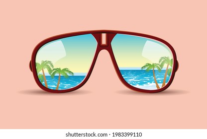 Gafas de sol con vectores de playa de verano Ilustración
