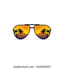 Sunglasses Summer Palm Beach Sunrise Vector Stock Vector (Royalty Free ...