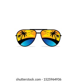 Sunglasses Summer Palm Beach Sunrise Vector Stock Vector (Royalty Free ...