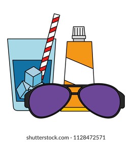 sunglasses summer with sun blocker and drink