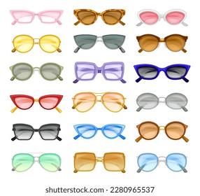 Sunglasses as Summer Sun Protection with Lens and Frame Big Vector Set