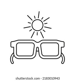 Sunglasses, sun concept line icon. Simple element illustration. Sunglasses, sun concept outline symbol design from summer set. Can be used for web and mobile on white background