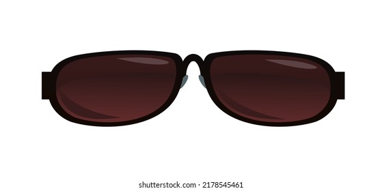 Sunglasses for sun protection. Summer glasses. Tinted optics for better view. Object isolated on white background. Vector