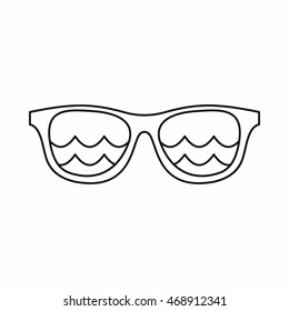 Sunglasses For Surfing Icon In Outline Style Isolated On White Background. Accessory Symbol Vector Illustration