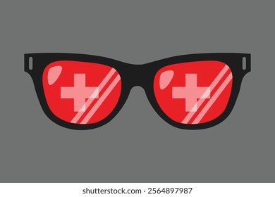 Sunglasses with Switzerland flag, Switzerland flag vector graphic, Switzerland country flag is a symbol of freedom, National Switzerland flag, vector illustration
