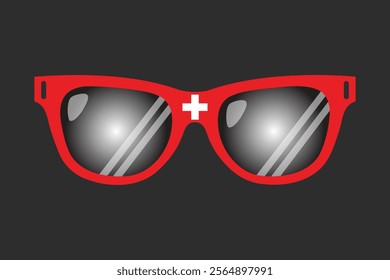 Sunglasses with Switzerland flag, Switzerland flag vector graphic, Switzerland country flag is a symbol of freedom, National Switzerland flag, vector illustration
