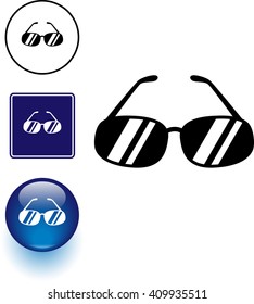 símbolo de gafas de sol signo y botón