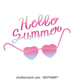 Sunglasses and text Hello summer. Color vector illustration.