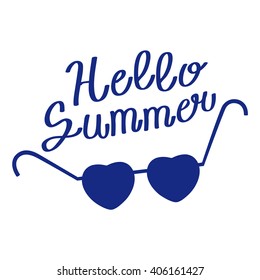 Sunglasses and text Hello summer. Color vector illustration.