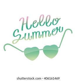 Sunglasses and text Hello summer. Color vector illustration.