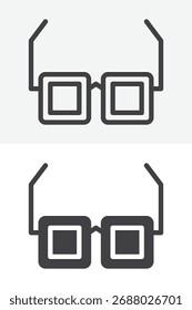 Gafas de sol con marco grueso conjunto de iconos de estilo diferente. Contorno de línea e ícono de Vector sólido, signo de trazo editable y símbolo para el estilo de verano.
