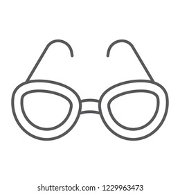 Sunglasses thin line icon, glasses and fashion, eyeglasses sign, vector graphics, a linear pattern on a white background, eps 10.