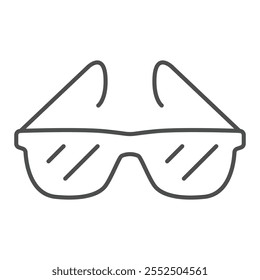 Gafas de sol icono de línea delgada, concepto de ojos de visión. Gráficos de Vector. Letrero de las gafas en el fondo blanco, icono del estilo del contorno para el móvil o el Diseño web