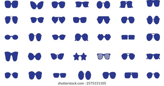 Sunglasses vector collection, modern vintage styles, fashionable eyewear silhouettes, black sunglasses illustration, 