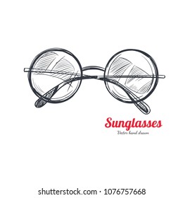 Sunglasses vector hand drawn illustration. Isolated on white