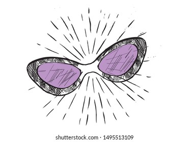 Sunglasses vector hand drawn illustration